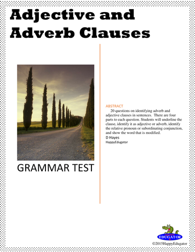 Adjective Clauses and Adverb Clauses Test
