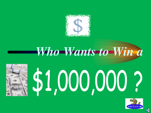 Who Wants to Win a Million Dollars Language Arts PowerPoint Game