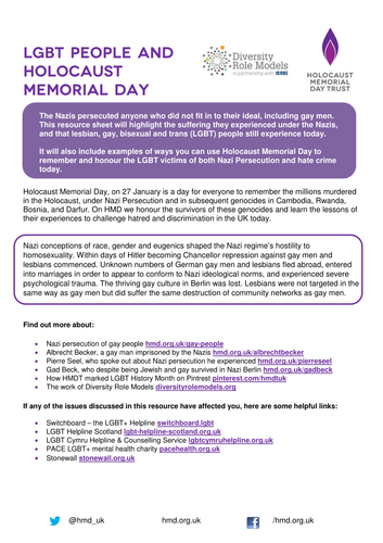 LGBT People and Holocaust Memorial Day