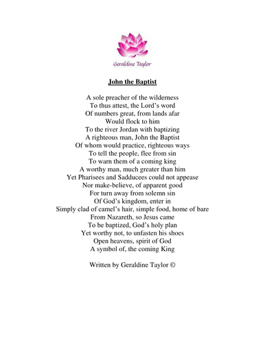 John the Baptist Poem*