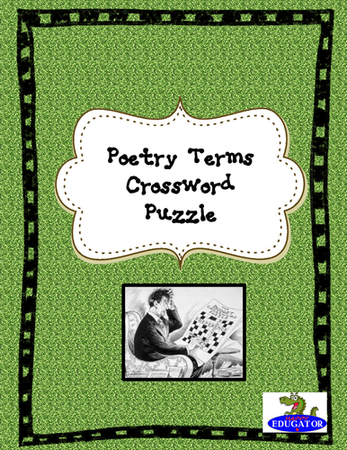 Poetry Terms Crossword Teaching Resources