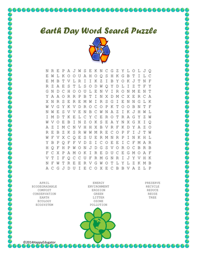 Earth Day Word Search Puzzle