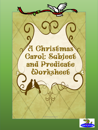 A Christmas Carol Subject and Predicate Worksheet US Version
