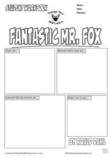 Fantastic Mr. Fox by Roald Dahl Comic Style Workbook