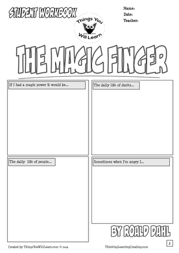 The Magic Finger by Roald Dahl Comic Style Workbook
