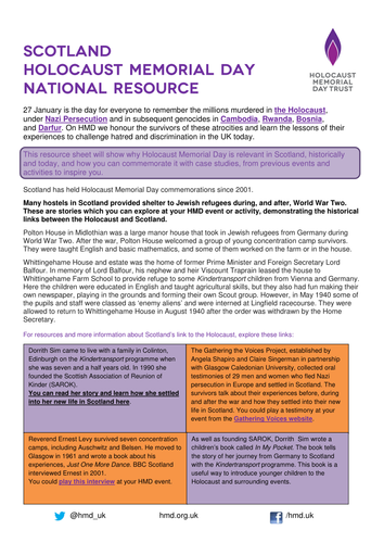Scotland Holocaust Memorial Day National Resource