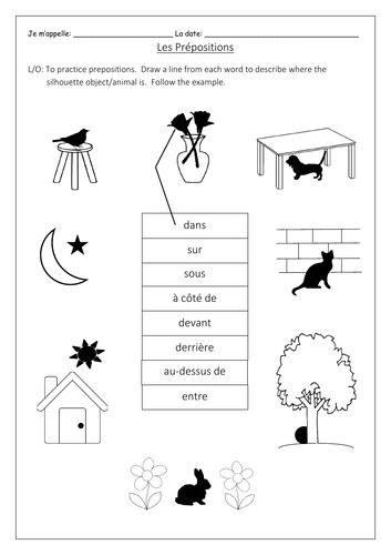 an introduction to french prepositions worksheets teaching resources