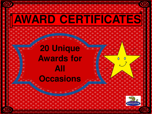 Awards Certificates - Twenty Unique Awards for All Occasions