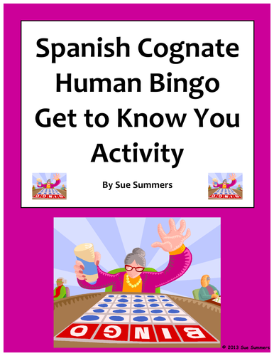 Spanish Cognate Human Bingo Get to Know you Activity