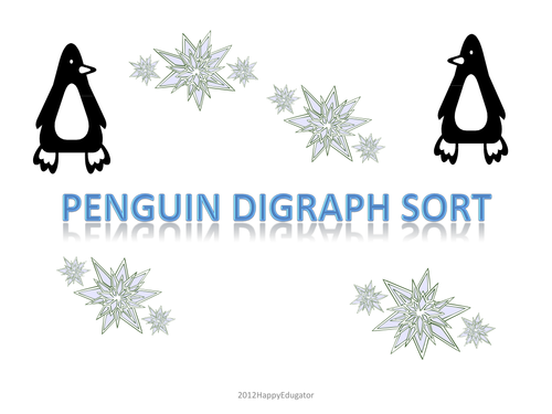 Penguin Digraph Sort Literacy Center Activity