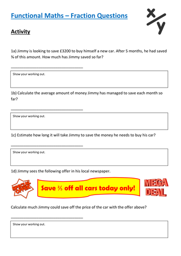 Functional Maths Activity (E3 - L1) - Fractions