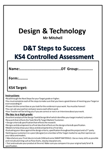 AQA D&T steps to success booklet