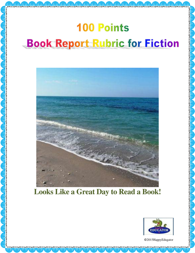 100 Points Book Report Rubric for Fiction Texts US Version