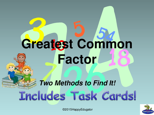 Greatest Common Factor (GCF) PowerPoint and Task Cards
