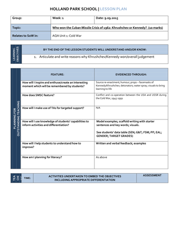 Lesson Planner Resources 9 October