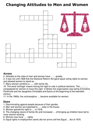 Changing Attitudes to Men and Women in the UK Crossword