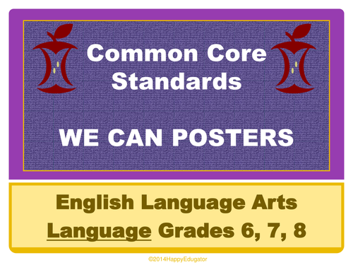Common Core Standards for Language ELA PowerPoint Posters