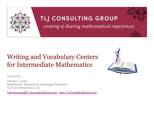 Writing and Vocabulary Centers for Intermediate Mathematicians Packet