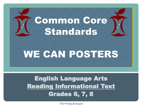 Common Core Standards for Reading Information PowerPoint Posters