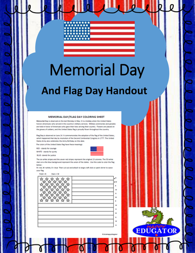 Memorial Day and Flag Day Coloring Activity