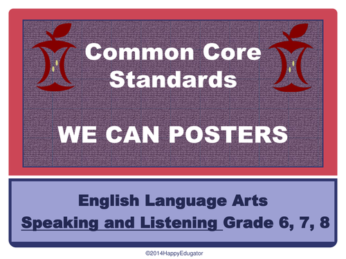 Common Core Standards for Speaking Listening Power Point Posters