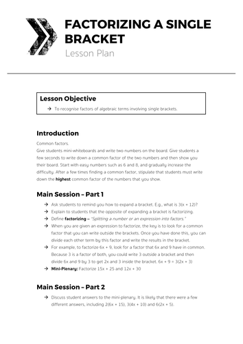Factorizing a Single Bracket - Complete Lesson