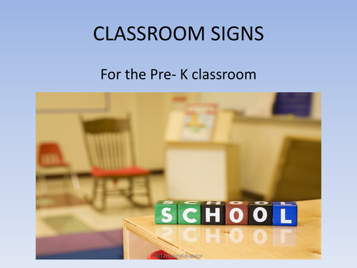 Classroom Area Signs for PreK