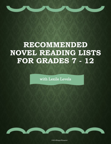 Recommended Novel Reading Lists for Grades with Lexile Levels 