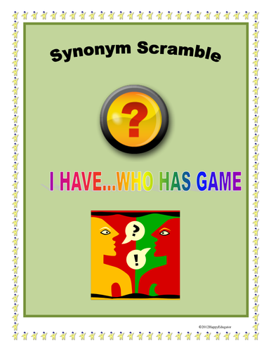 Synonym Scramble  I Have Who Has GAME 