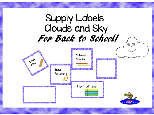 Supply Labels -Clouds and Sky. EDITABLE