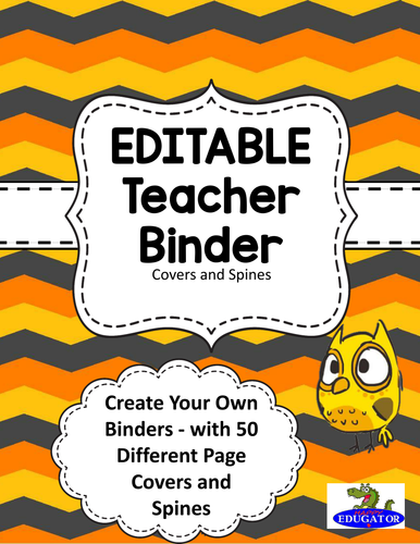 EDITABLE Teacher Binder Covers - Chevron and Owls
