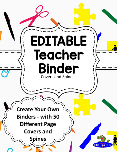 EDITABLE Teacher Binder Covers - School Supplies