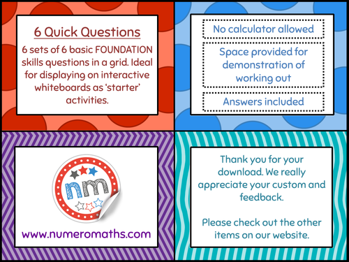 6 x 6 Quick Questions – Foundation