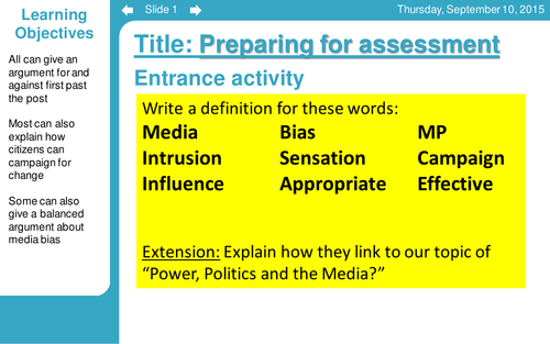 CItizneship Unit 1 (Edexcel) Topic 2 Power Politics and Media *BUNDLE* 10 lessons