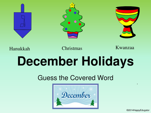 December Holidays PowerPoint - Guess the Word