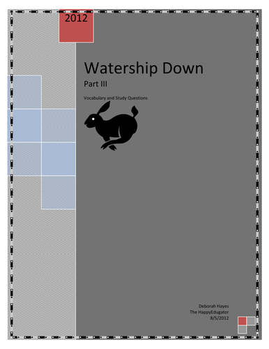 Watership Down Part III Vocabulary and Study Questions 