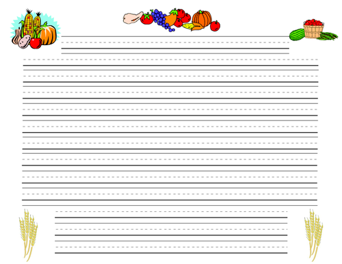 Thanksgiving Writing Paper Lined Paper Thanksgiving Harvest Theme 