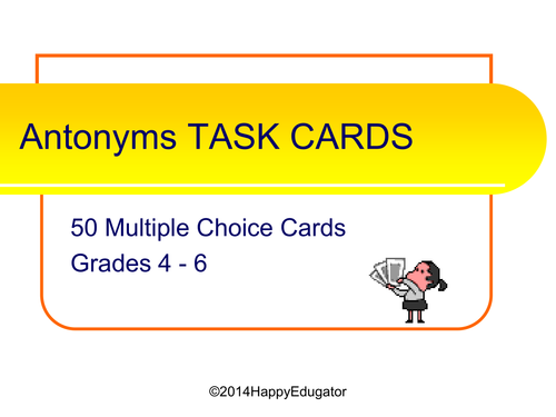 Antonyms Task Cards Multiple Choice Cards Grades 