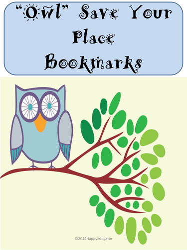 Owl Bookmarks- Owl Save Your Place 