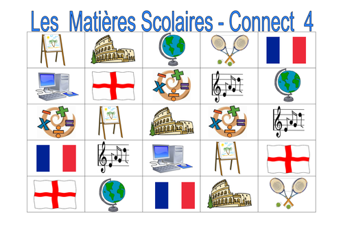 FRENCH- SPANISH-GERMAN - School Subjects - Connect 4