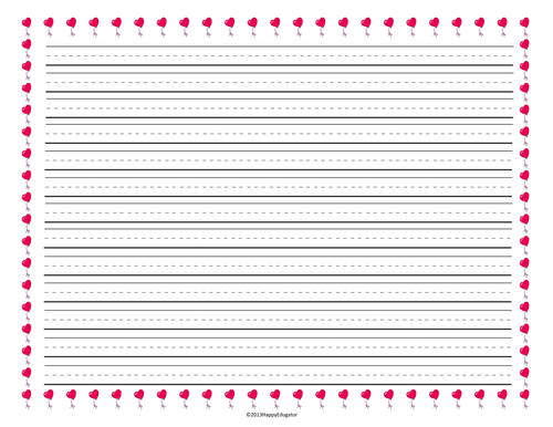 valentine lined writing paper