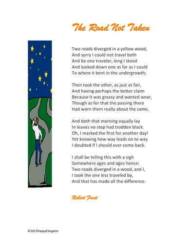 The Road Not Taken by Robert Frost Tic-Tac-Think Activity