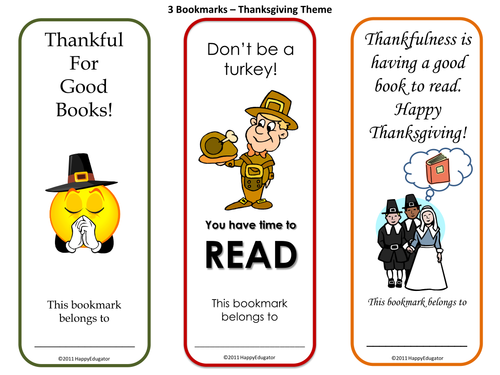 Thanksgiving Bookmarks - A Set of 6