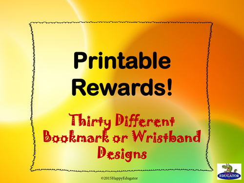 Awards - Printable Rewards, Bookmarks, or Wristbands