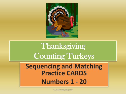 Thanksgiving Counting Turkeys Activity CARDS