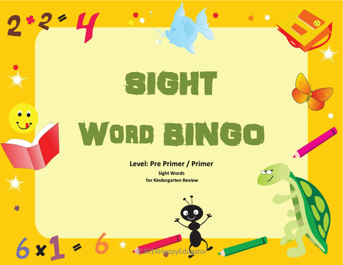 Sight Words Bingo Game