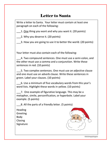 Christmas - Letter To Santa Writing Activity