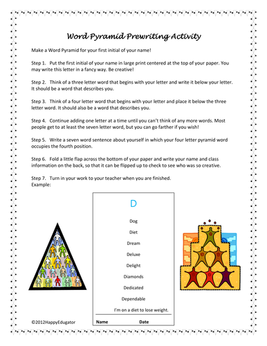Word Pyramid PreWriting Activity | Teaching Resources