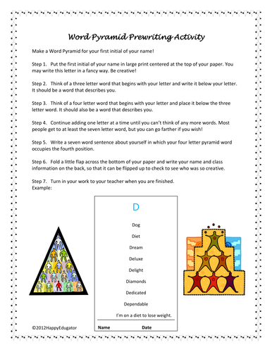 Word Pyramid PreWriting Activity 