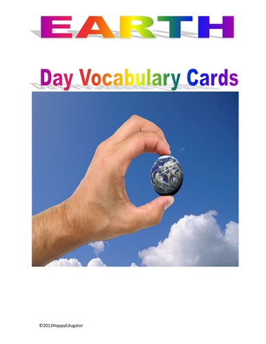 Earth Day Vocabulary CARDS and Activities 